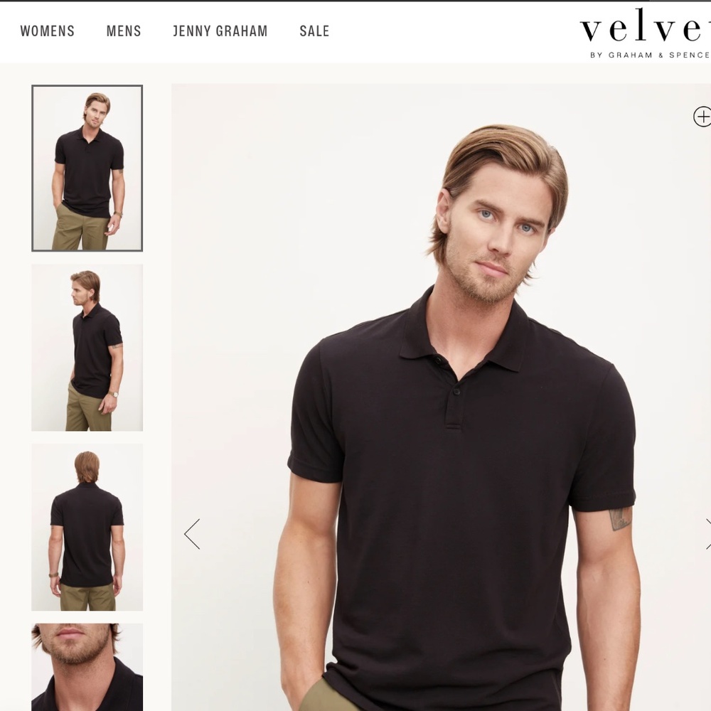 Men's Black Velvet Polo Shirt